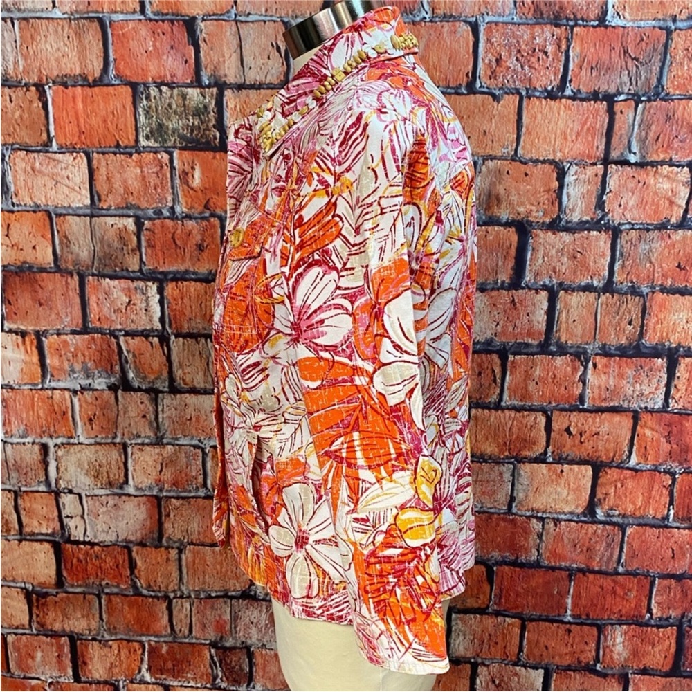 Ruby Rd Tropical Print Beaded Jacket - Picture 6 of 11